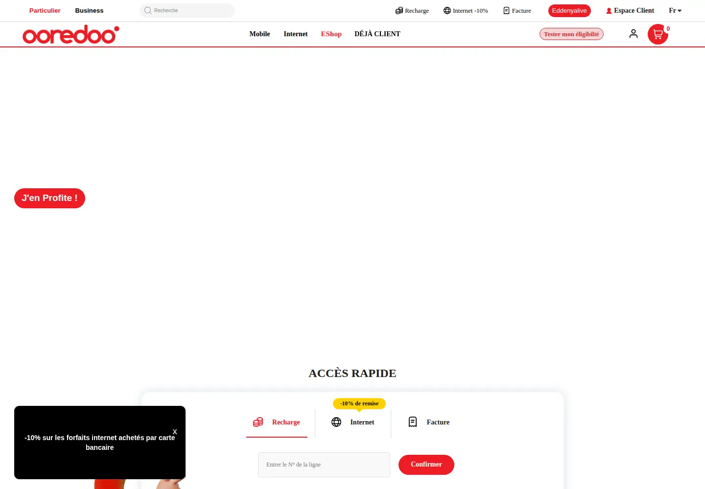 Screenshot of ooredoo.tn