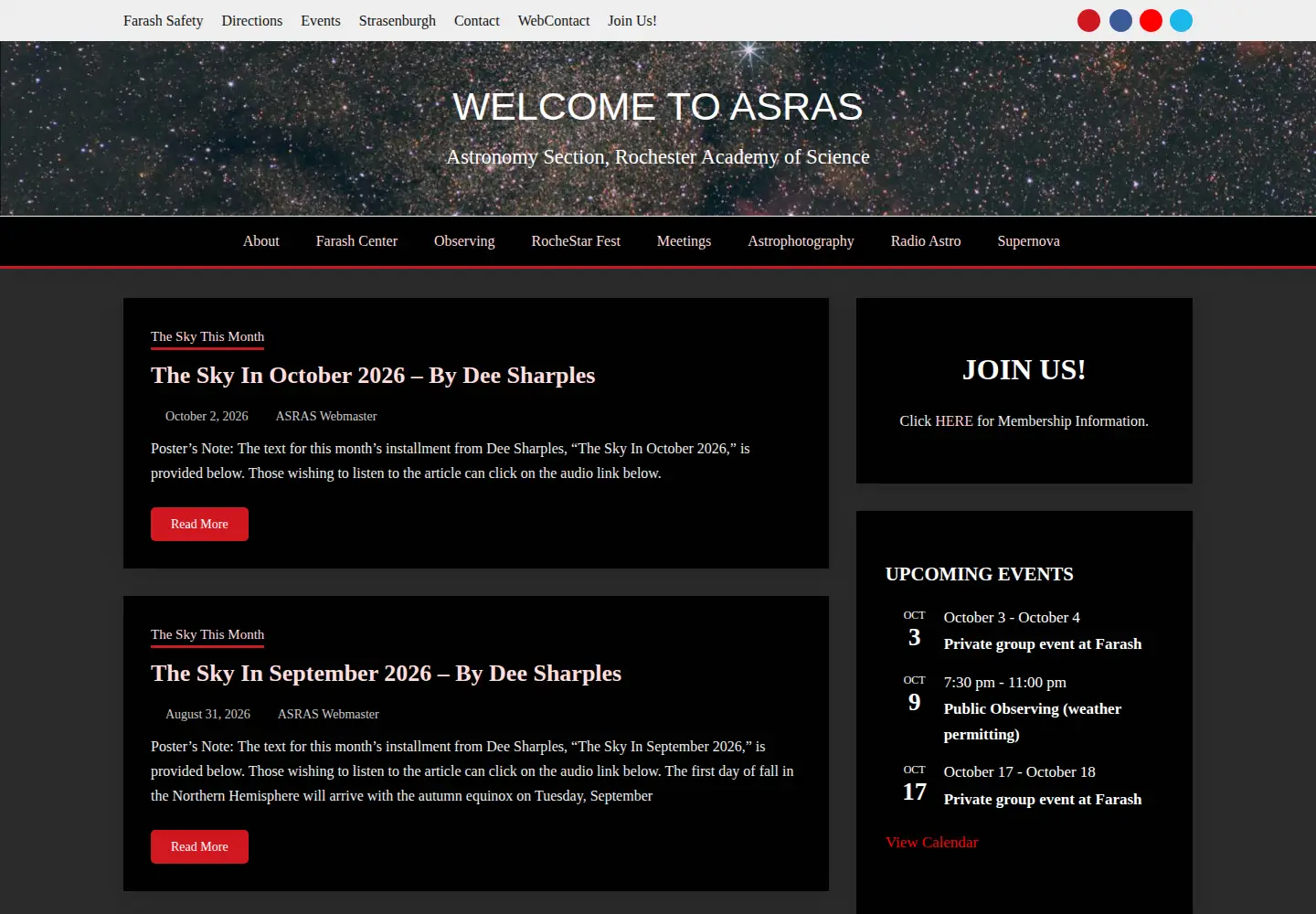 Screenshot of rochesterastronomy.org