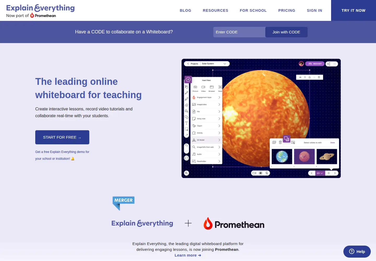 Screenshot of explaineverything.com