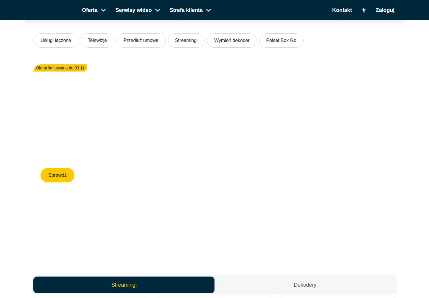 Captured homepage of polsatbox.pl in the current scan