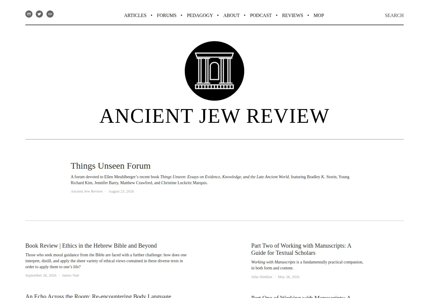 Captured homepage of ancientjewreview.com in the current scan
