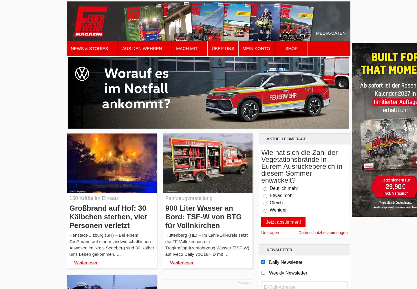 Captured homepage of feuerwehrmagazin.de in the current scan