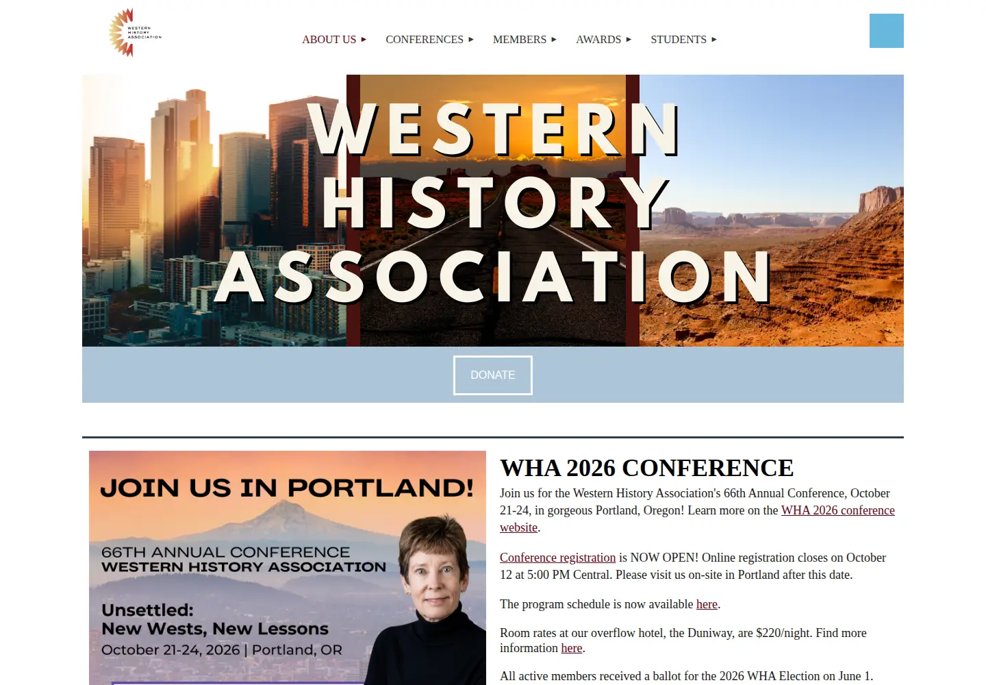 Captured homepage of westernhistory.org in the current scan