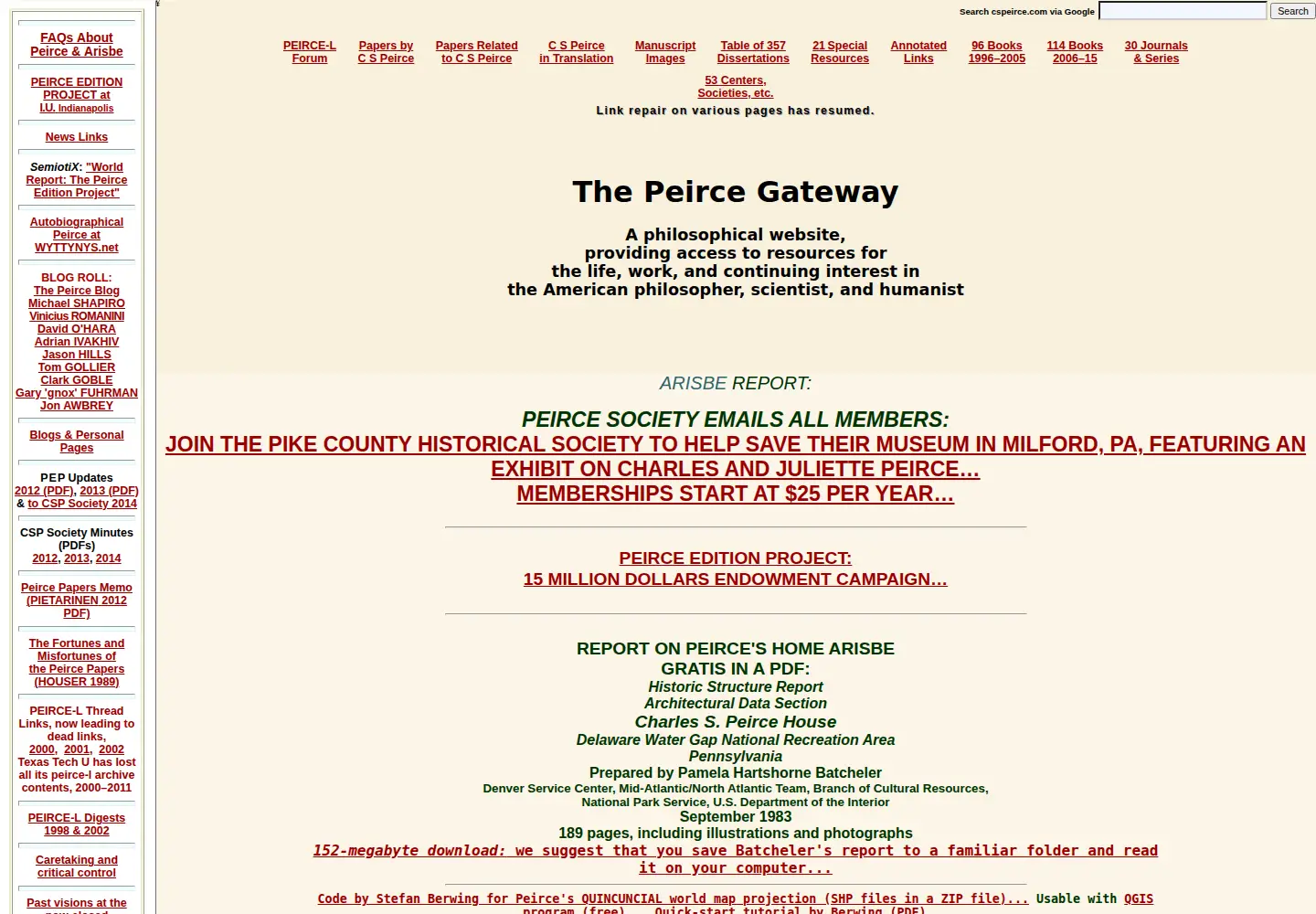 Screenshot of cspeirce.com