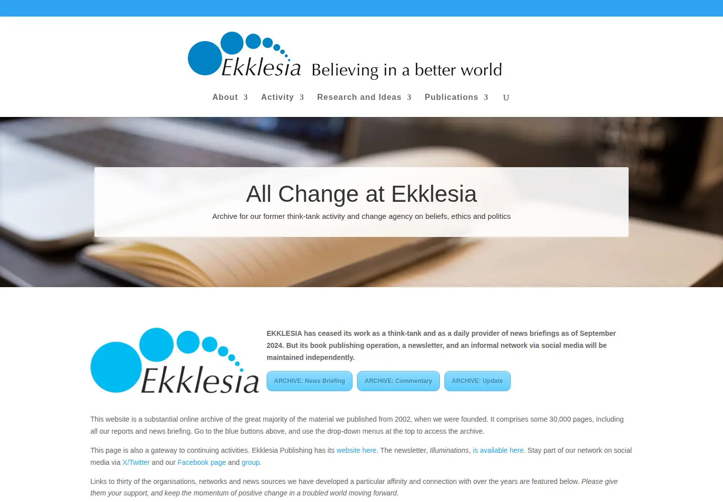 Screenshot of ekklesia.co.uk