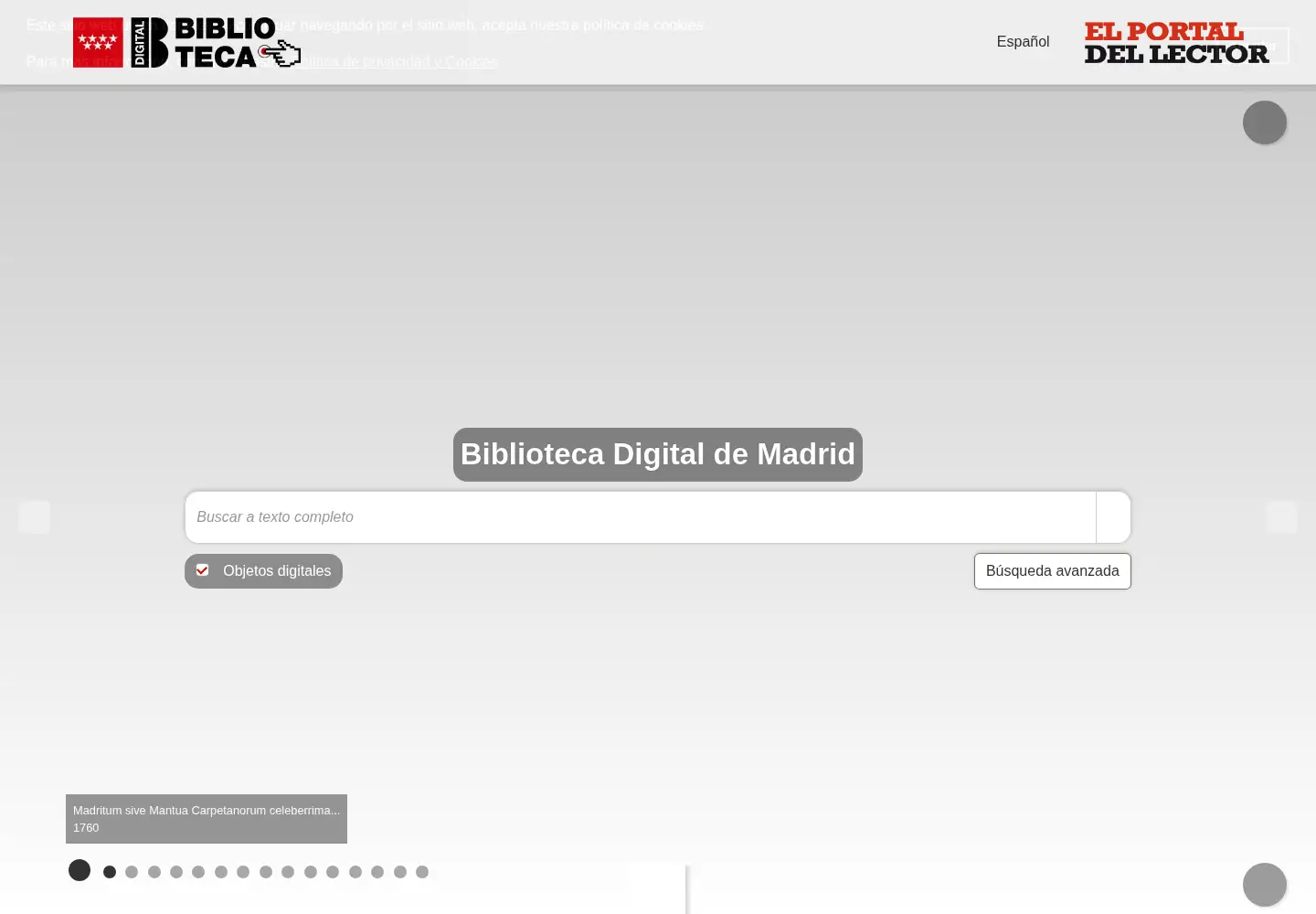 Screenshot of bibliotecavirtualmadrid.org
