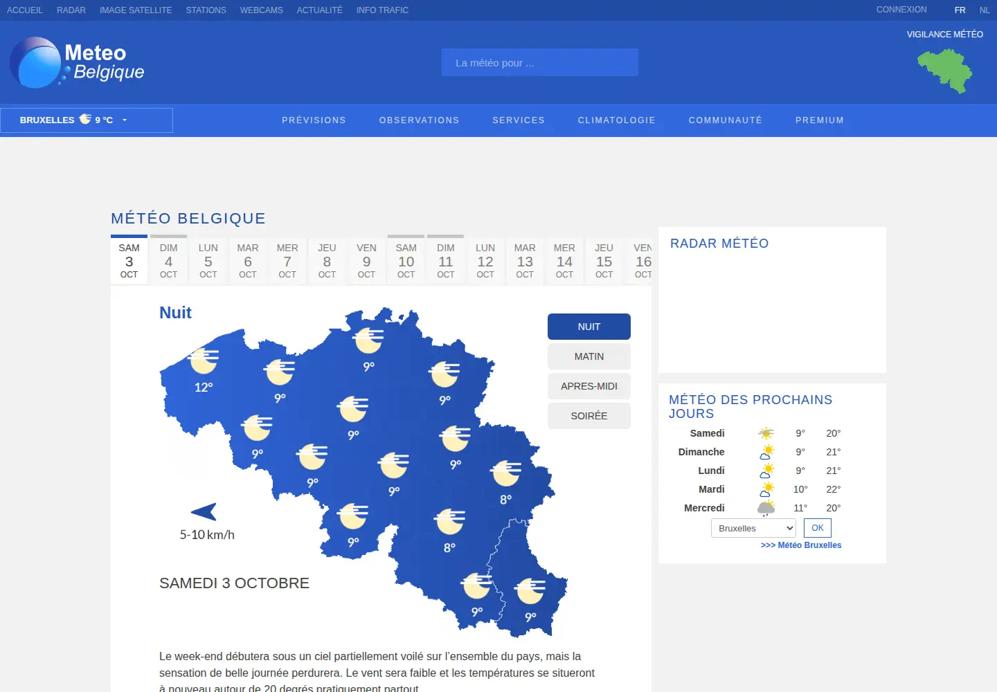 Screenshot of meteobelgique.be