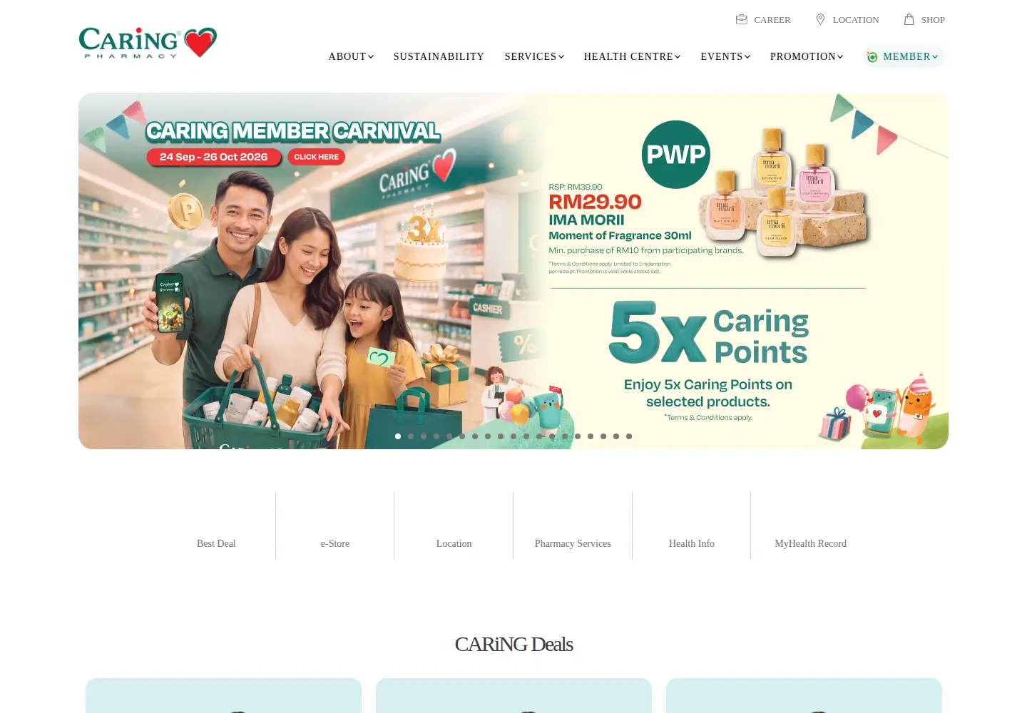 Captured homepage of caring2u.com in the current scan