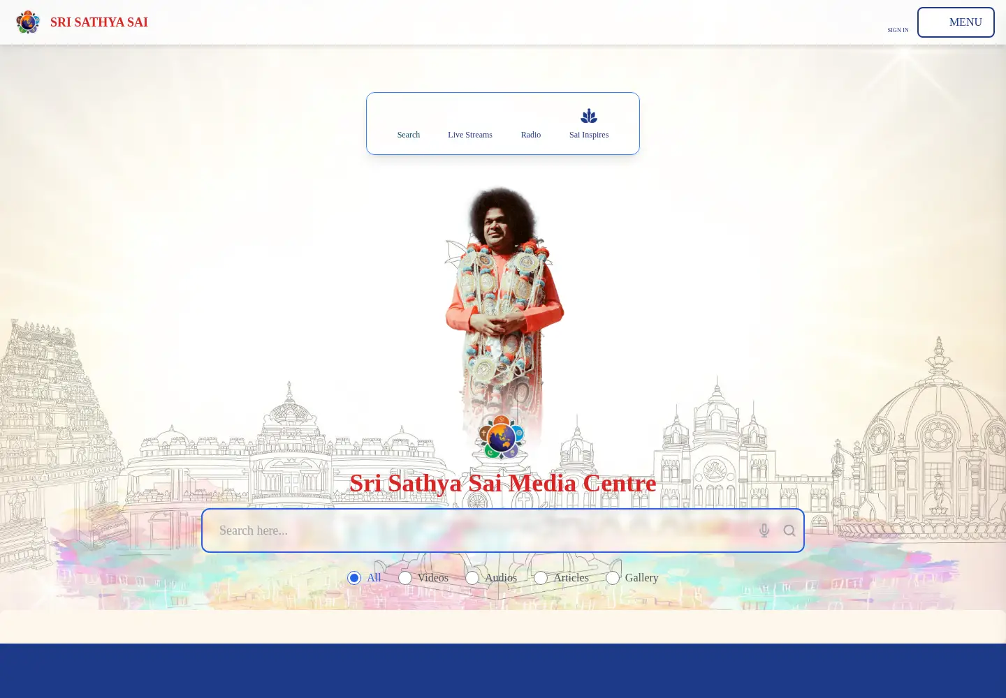 Captured homepage of sssmediacentre.org in the current scan