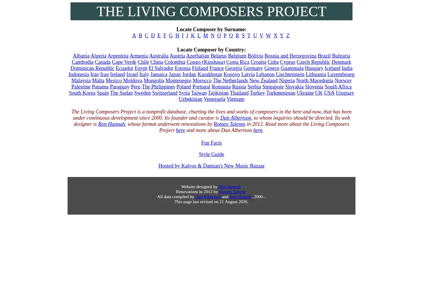 Screenshot of composers21.com
