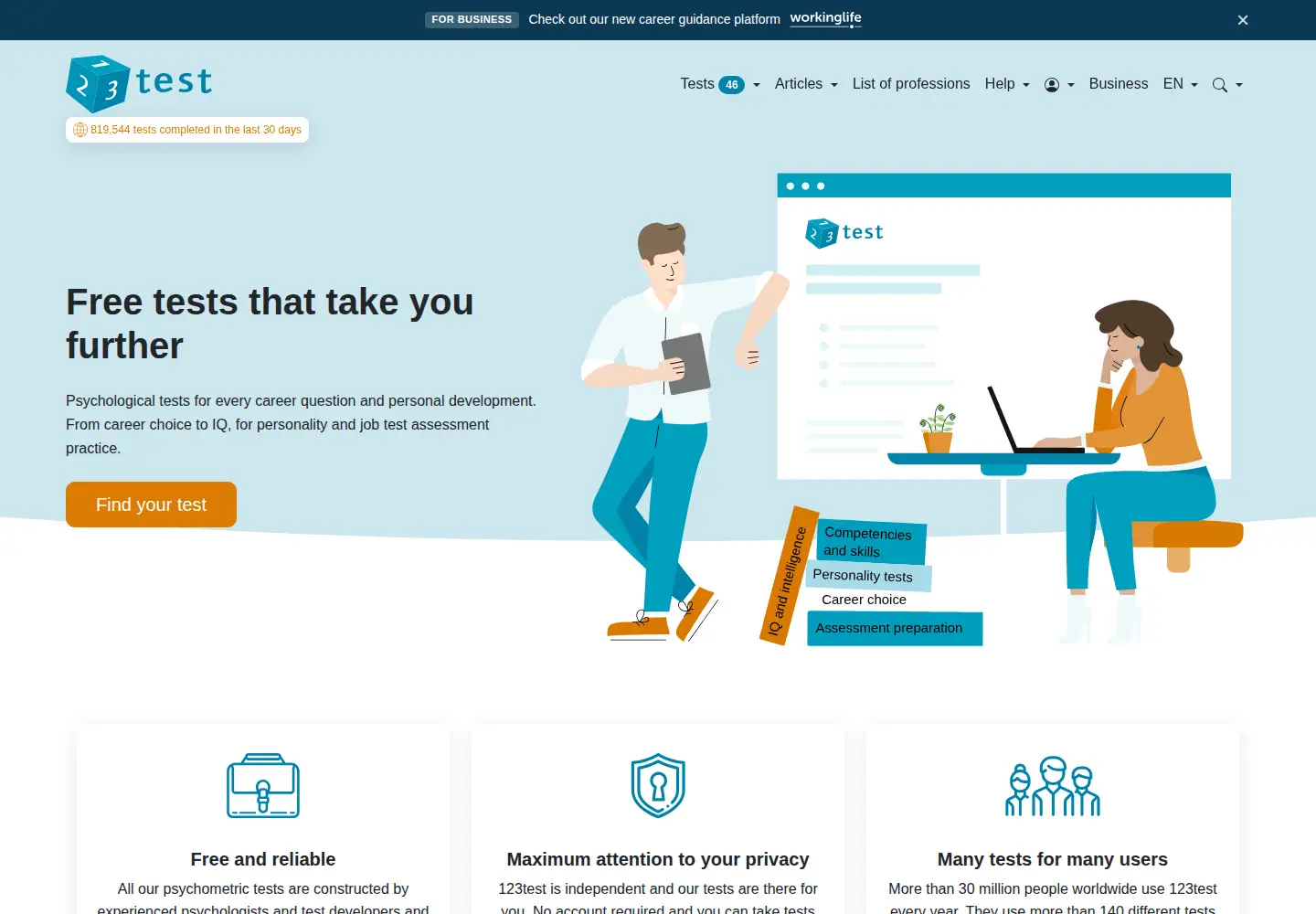 Screenshot of 123test.com