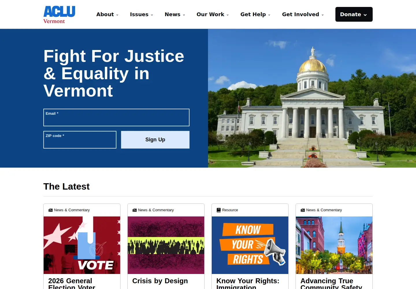 Screenshot of acluvt.org