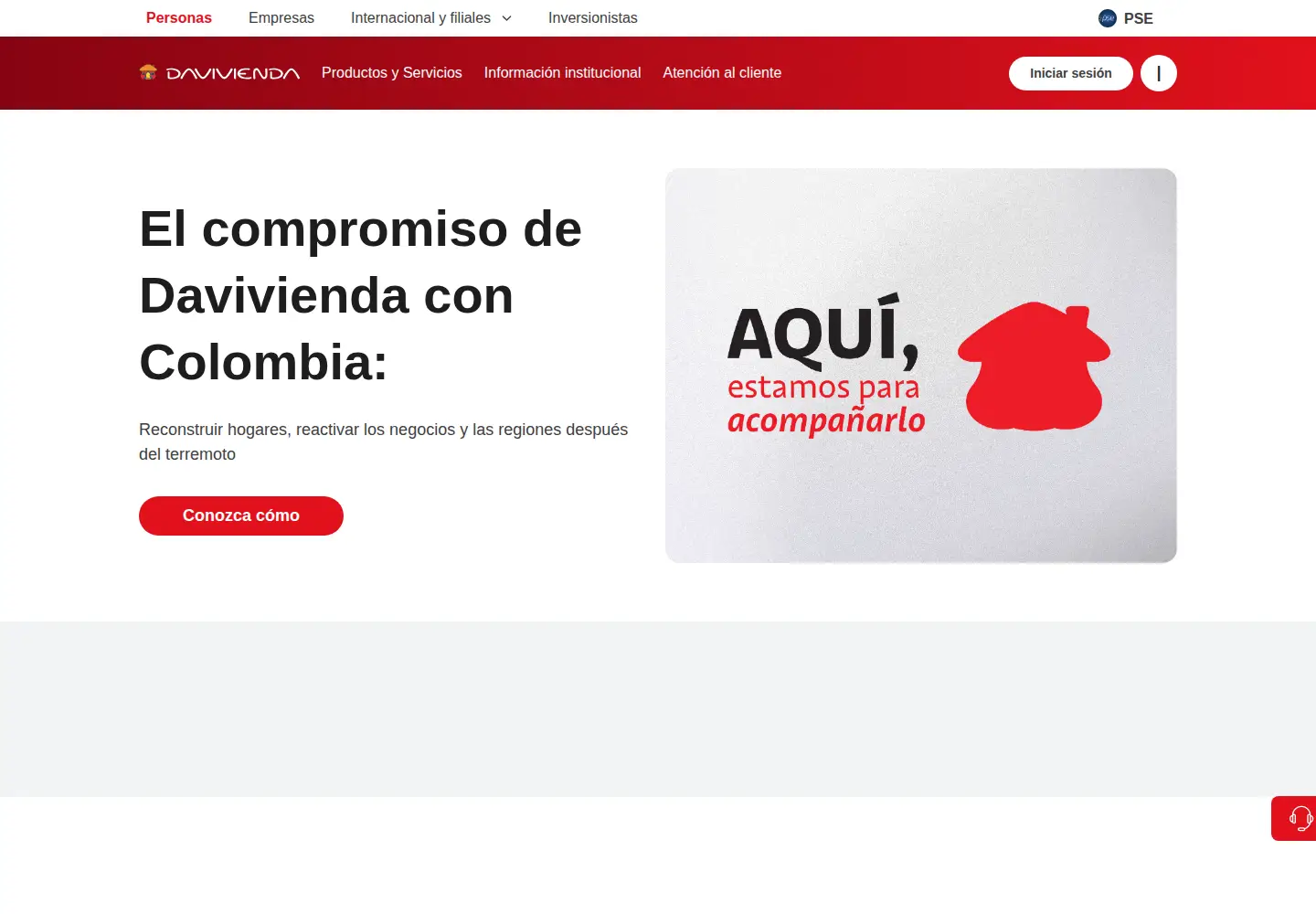 Captured homepage of davivienda.com in the current scan