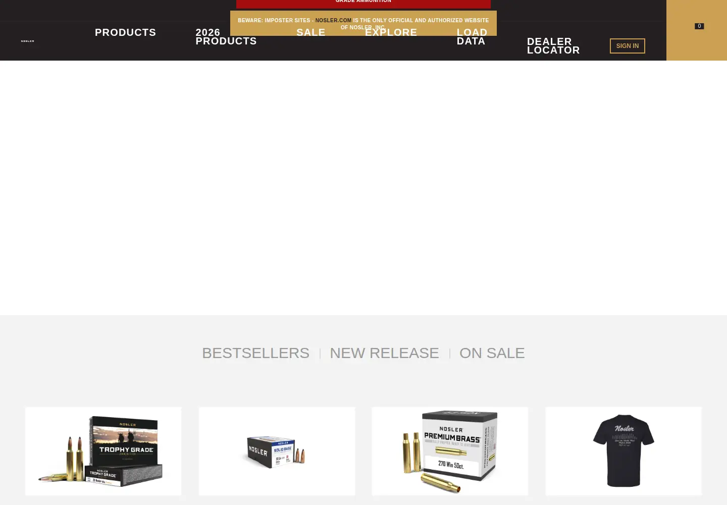 Screenshot of nosler.com