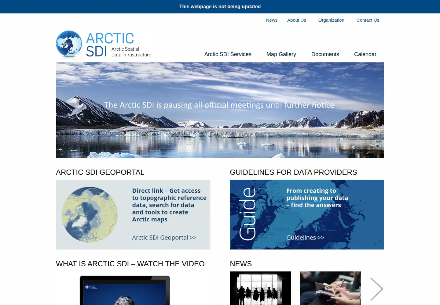 Screenshot of arctic-sdi.org