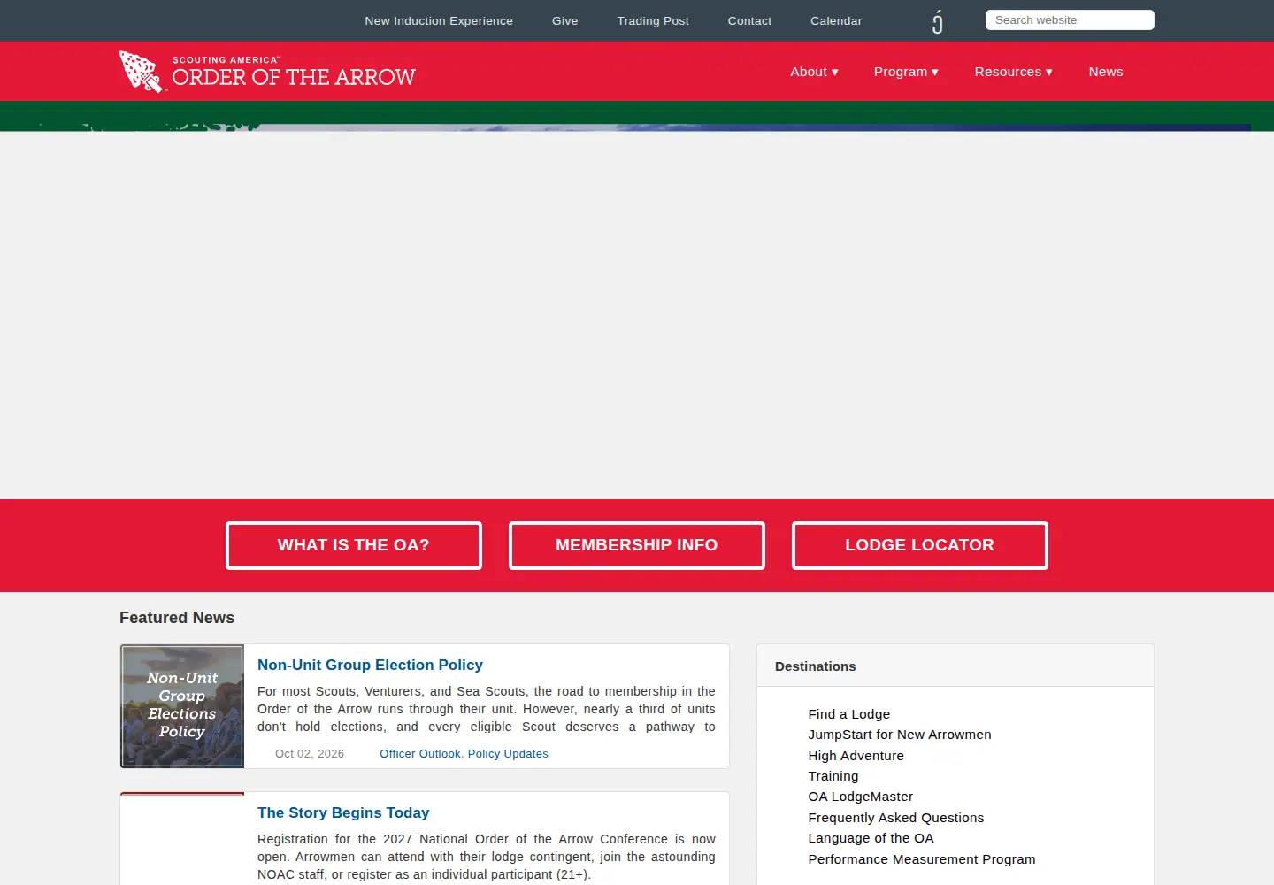 Screenshot of oa-scouting.org