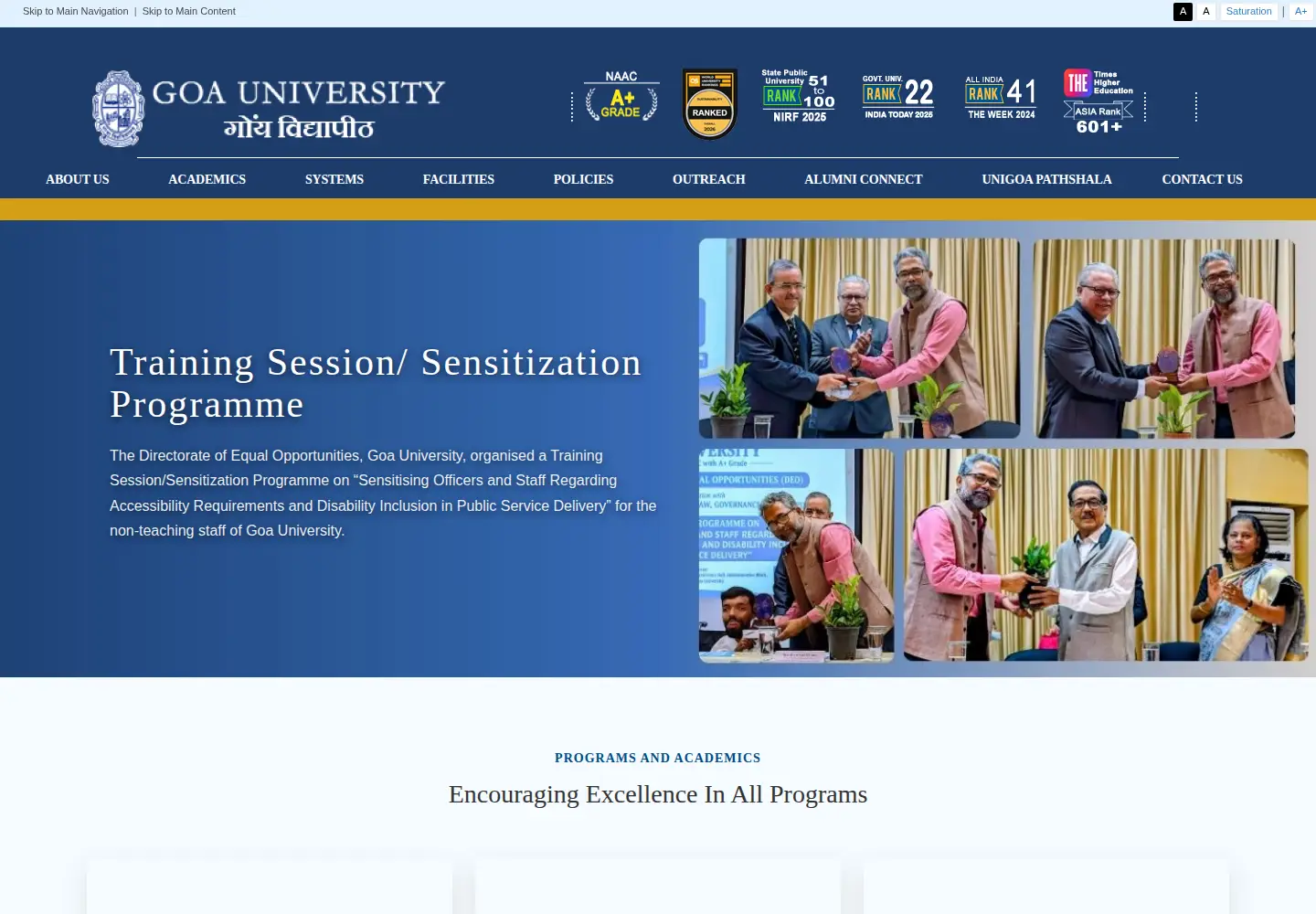 Screenshot of unigoa.ac.in
