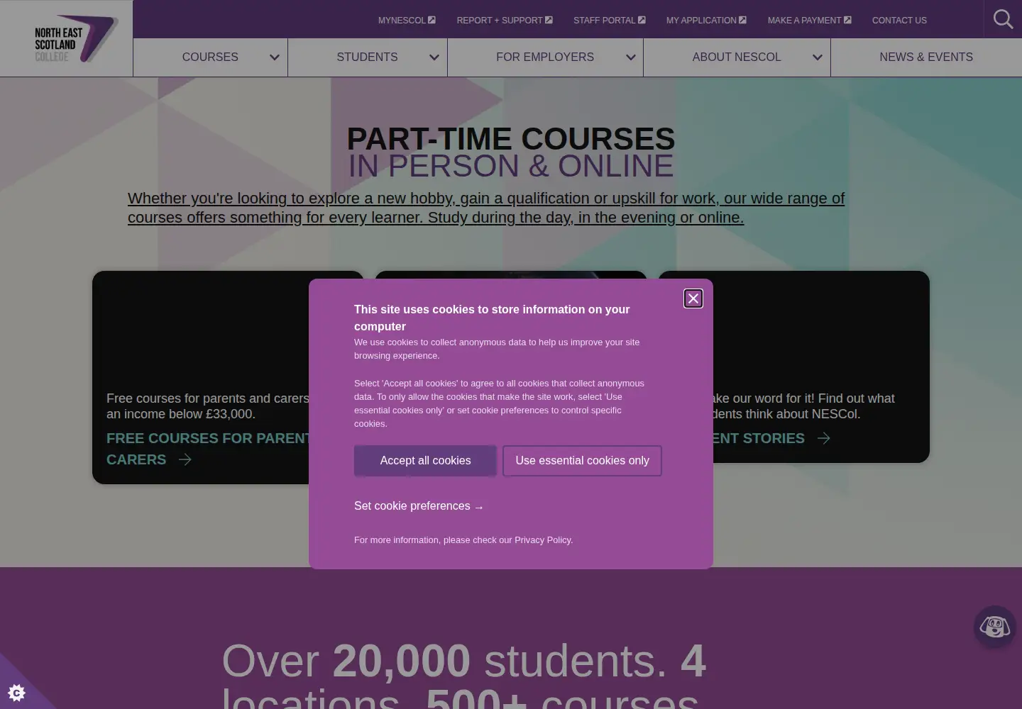 Screenshot of nescol.ac.uk