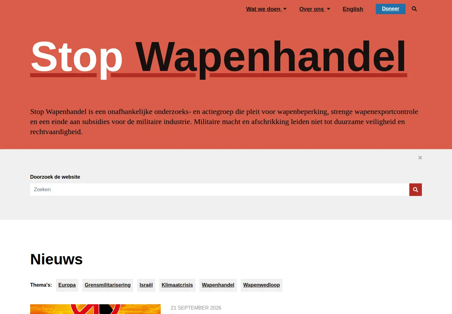 Screenshot of stopwapenhandel.org