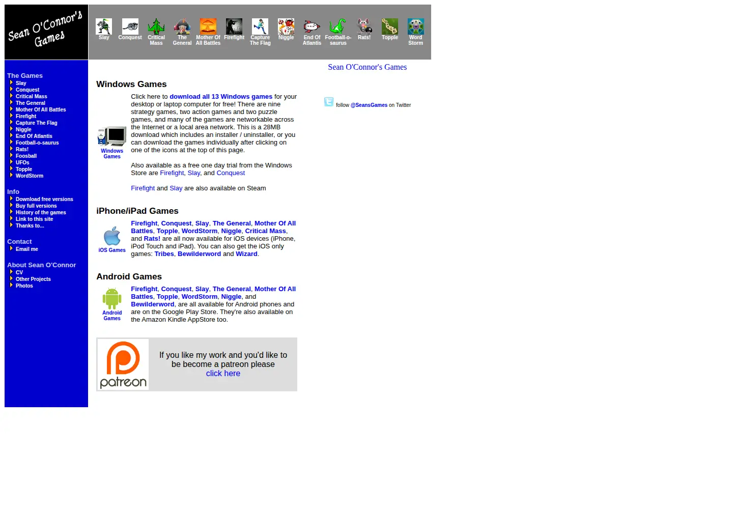 Screenshot of windowsgames.co.uk