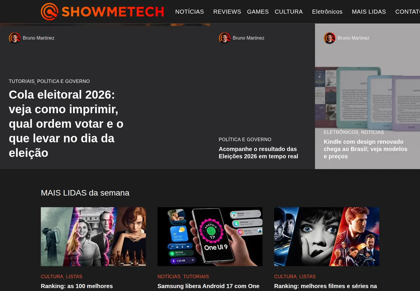 Captured homepage of showmetech.com.br in the current scan