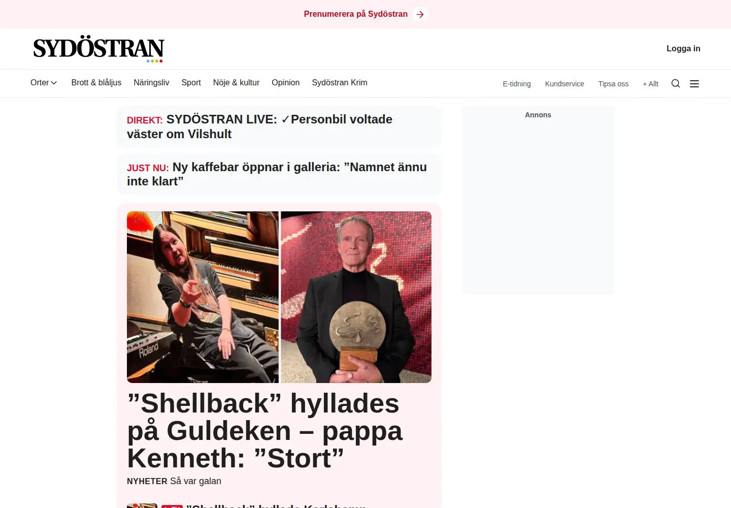 Screenshot of sydostran.se