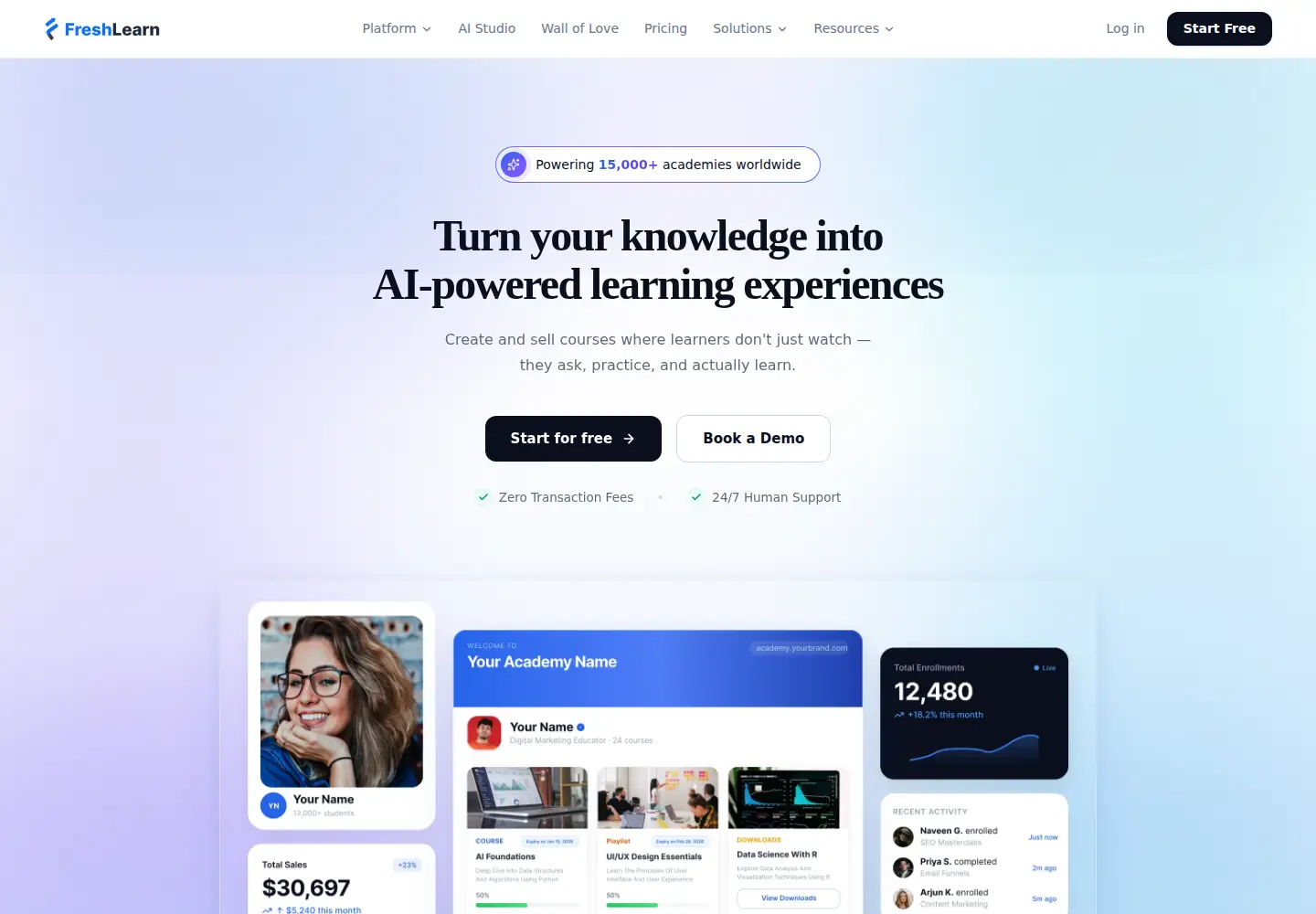 Screenshot of freshlearn.com