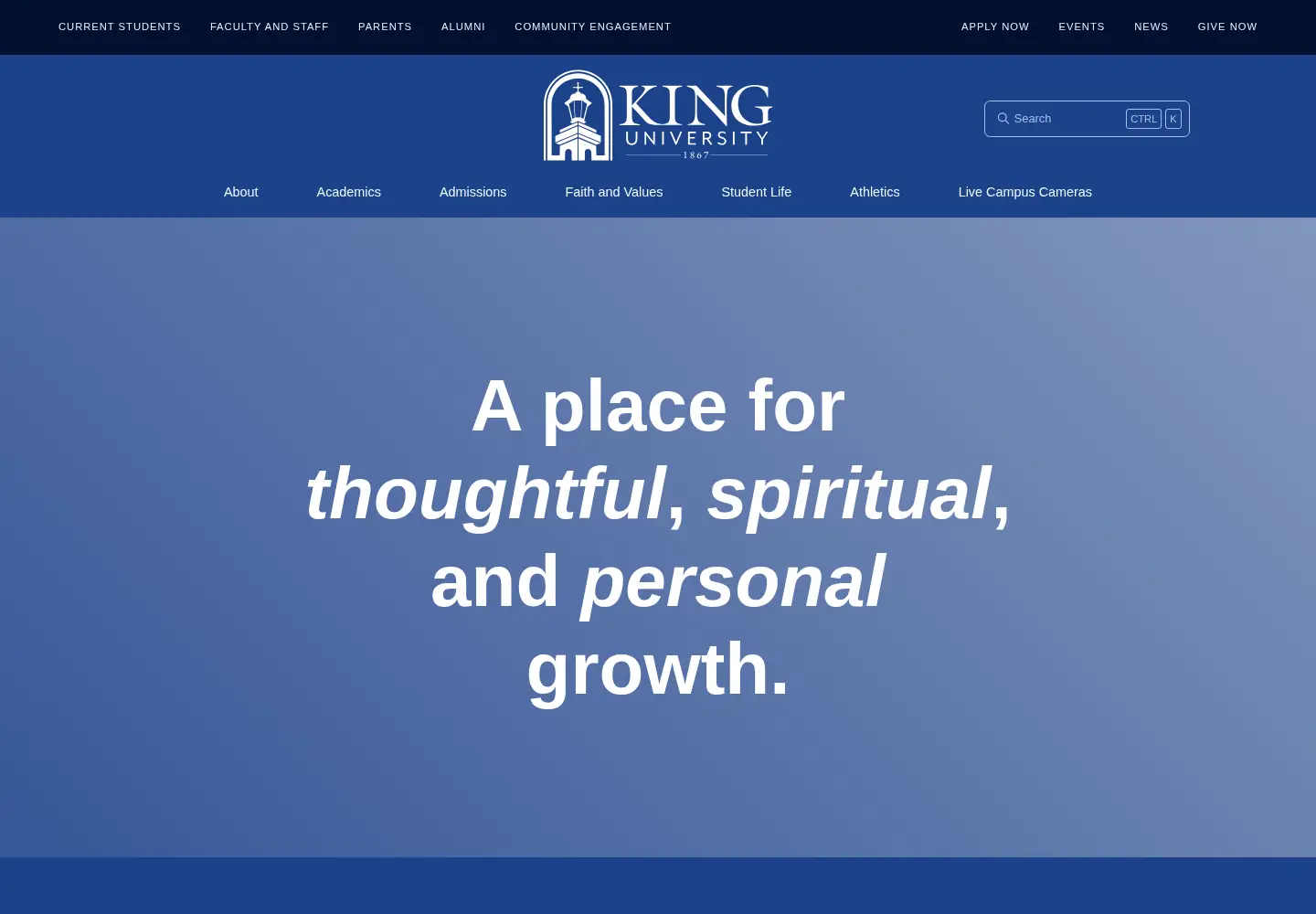 Screenshot of king.edu