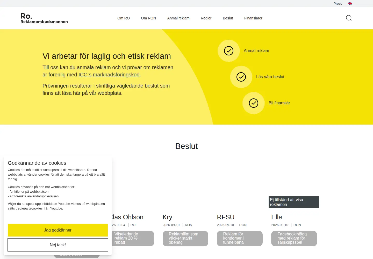 Screenshot of reklamombudsmannen.org