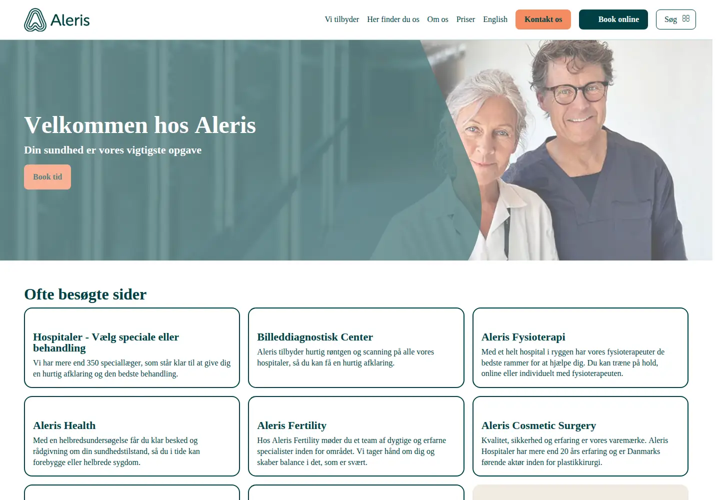 Screenshot of aleris.dk