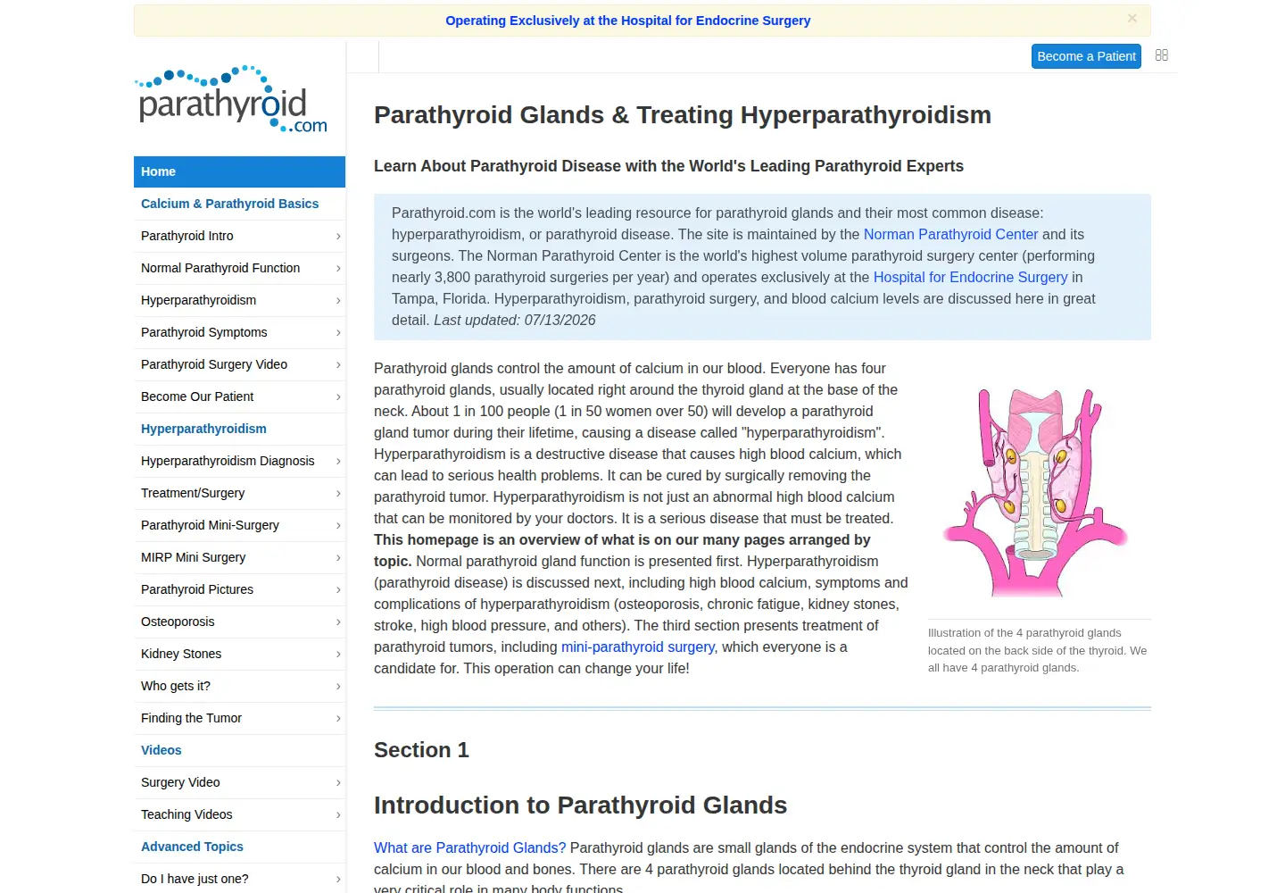 Screenshot of parathyroid.com