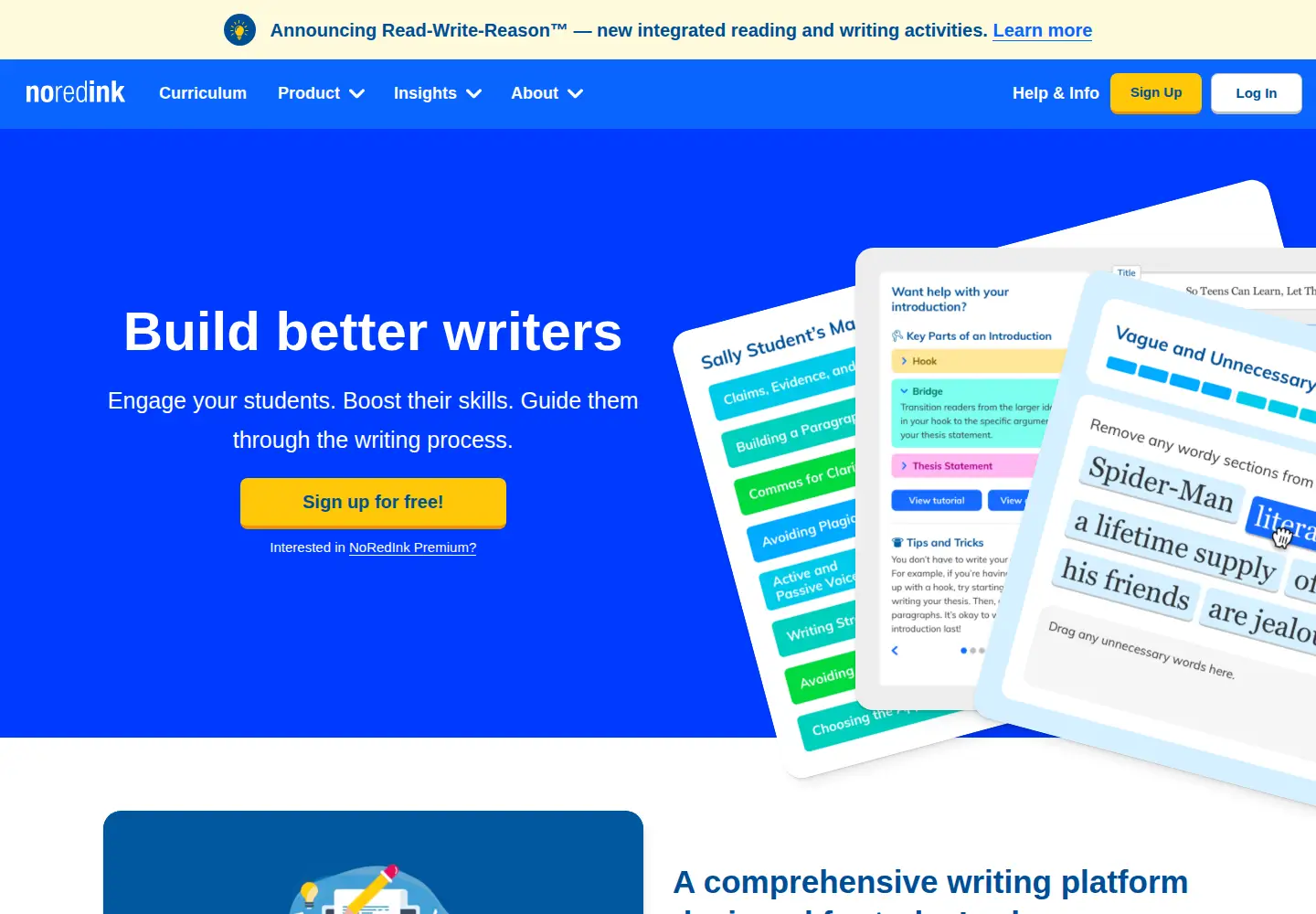 Screenshot of noredink.com