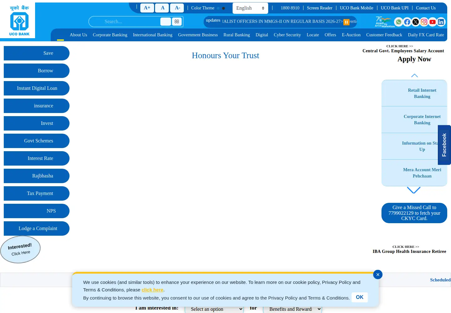 Screenshot of uco.bank.in