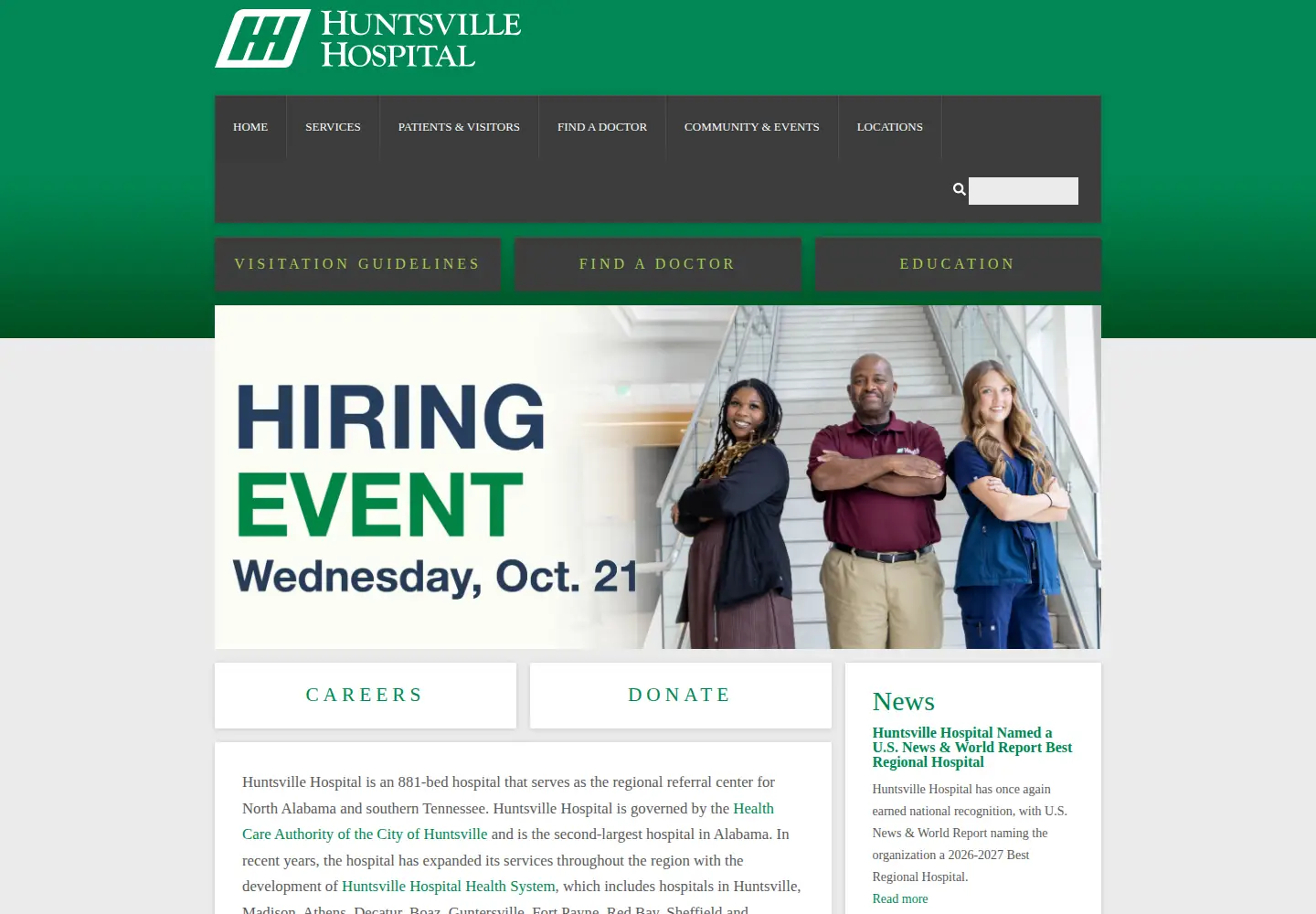 Screenshot of huntsvillehospital.org