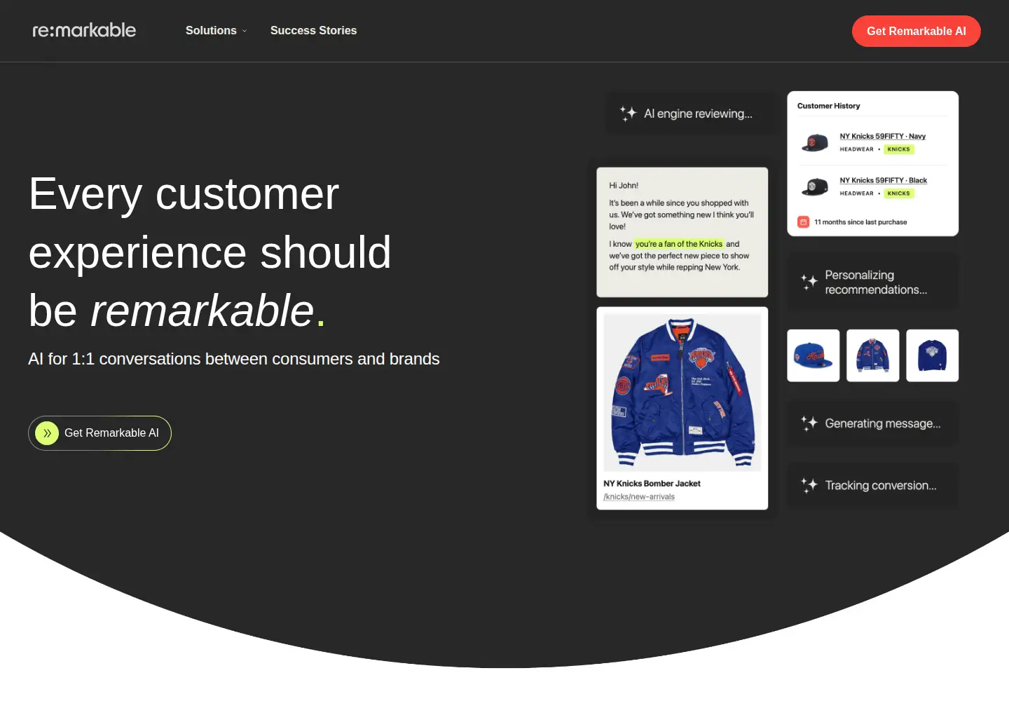 Screenshot of beremarkable.ai