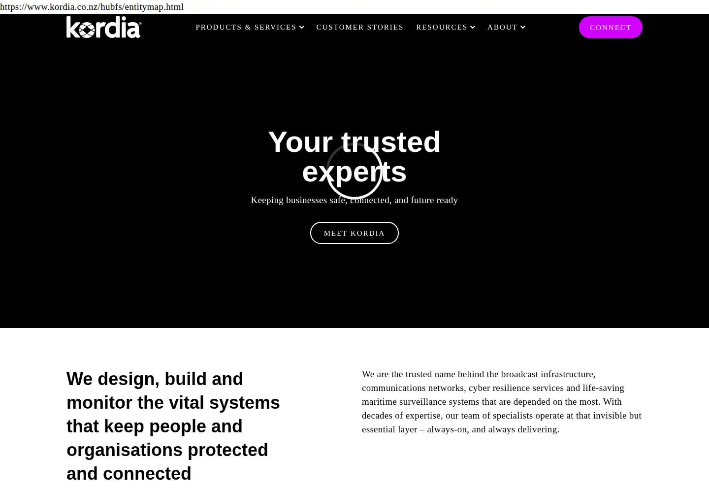 Screenshot of kordia.co.nz