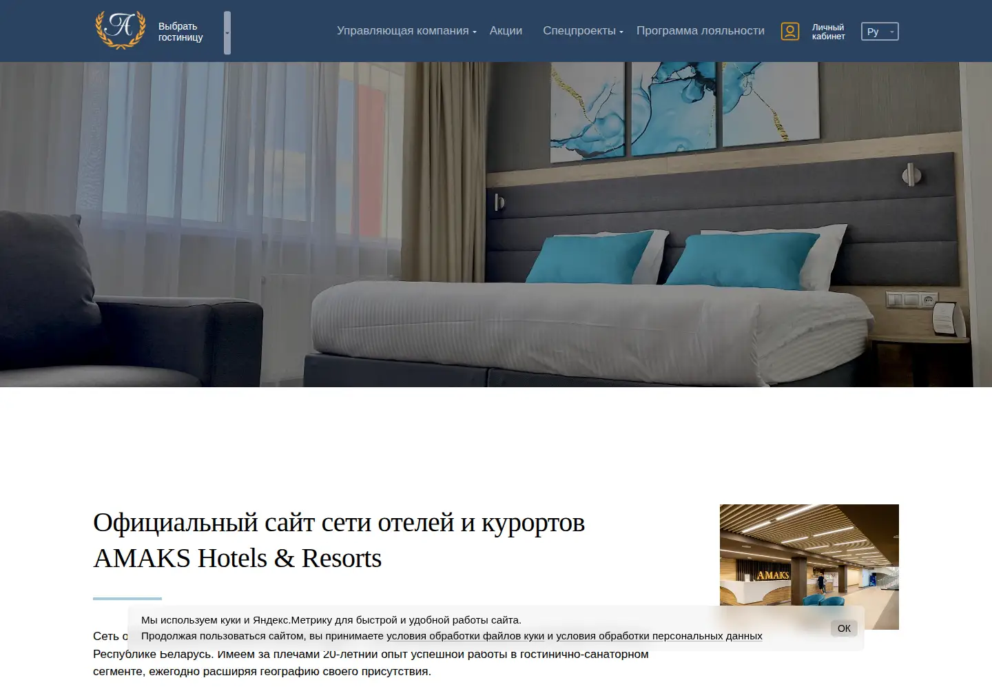 Screenshot of amaks-hotels.ru