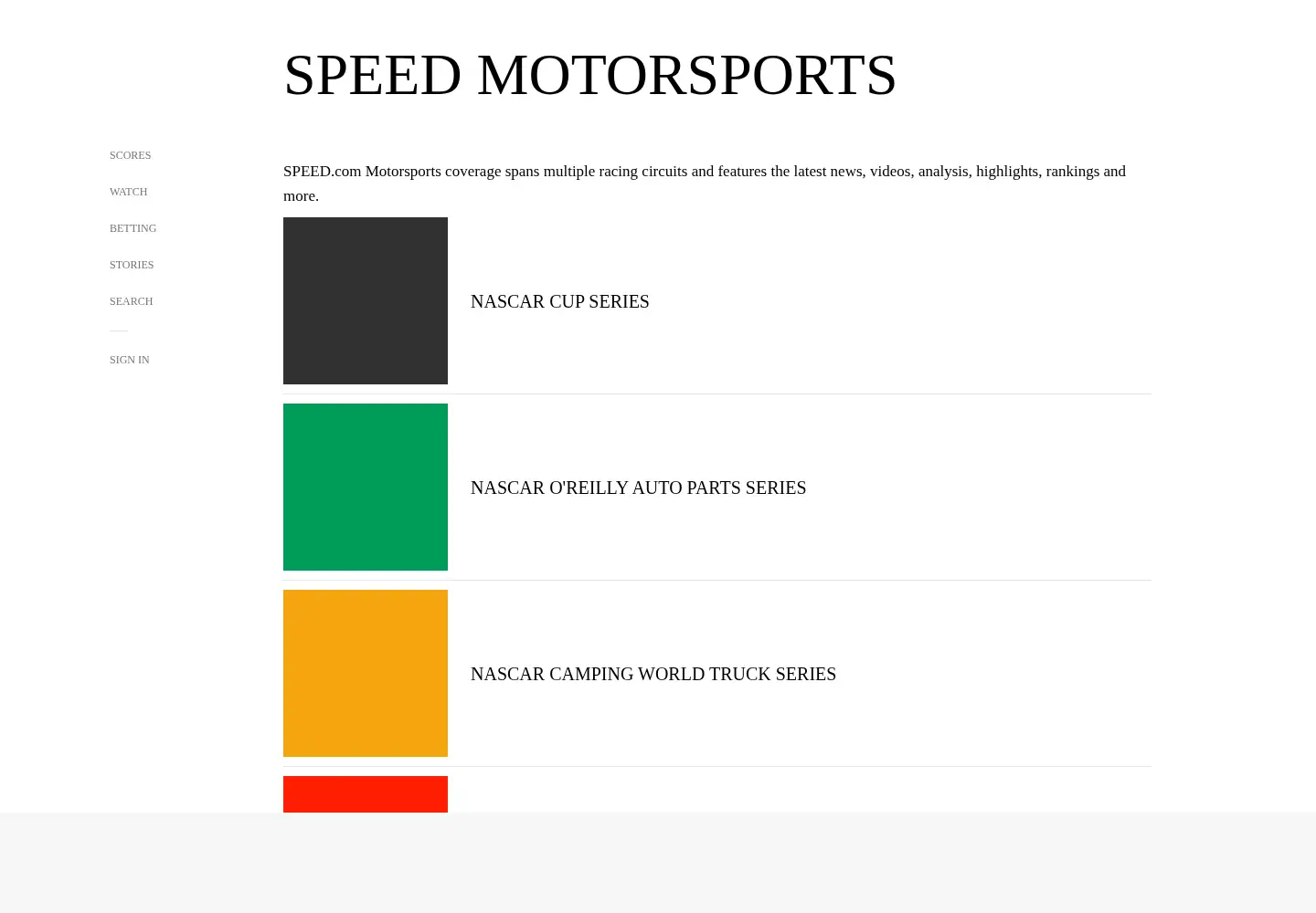 Screenshot of speedtv.com