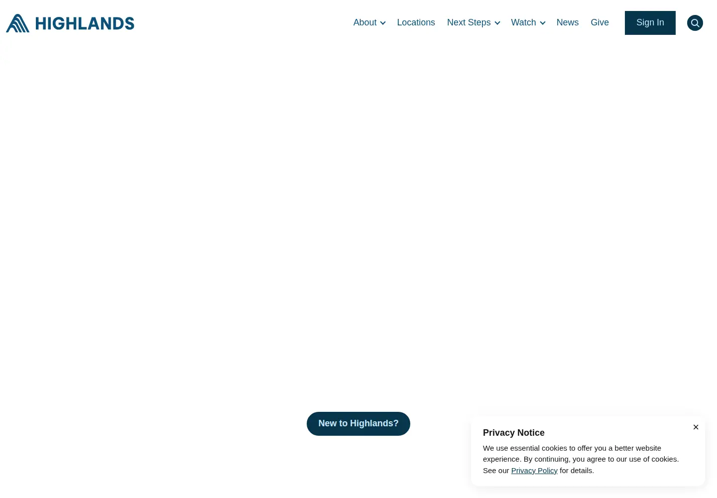 Screenshot of churchofthehighlands.com