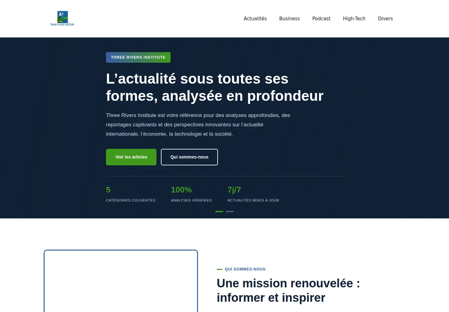 Screenshot of threeriversinstitute.org