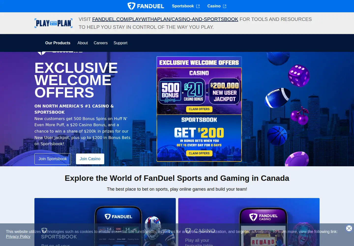 Screenshot of fanduel.ca