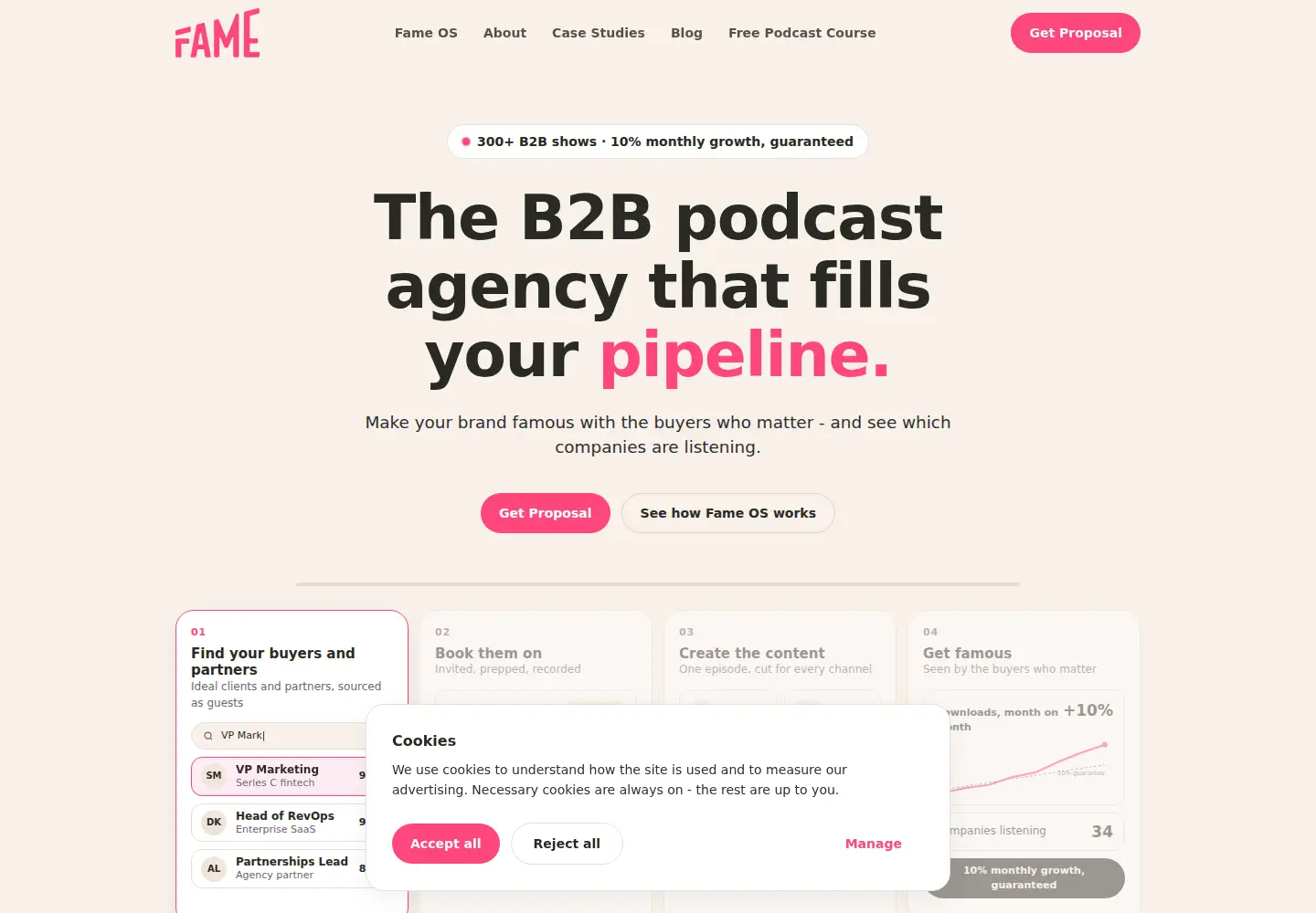 Captured homepage of fame.so in the current scan