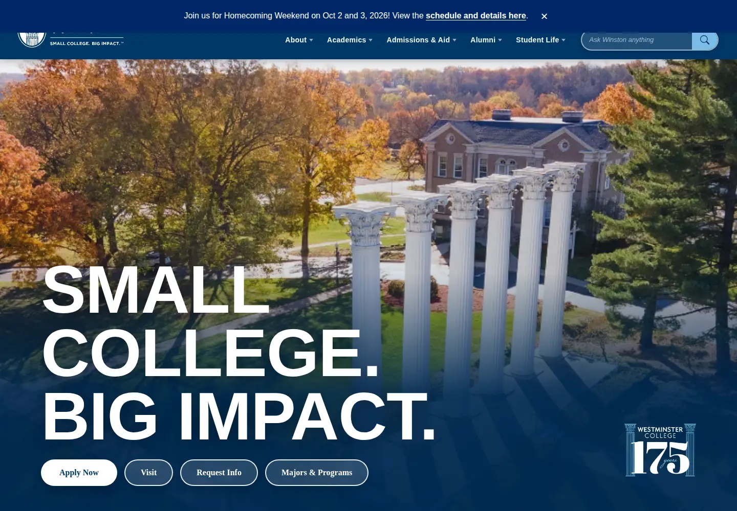 Screenshot of westminster-mo.edu