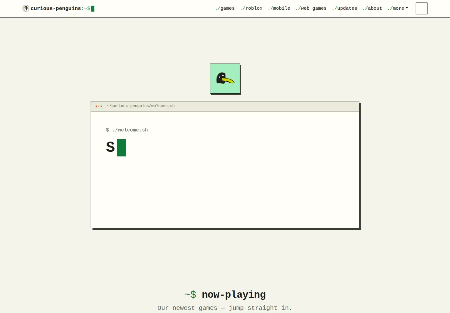 Captured homepage of curiouspenguins.com in the current scan
