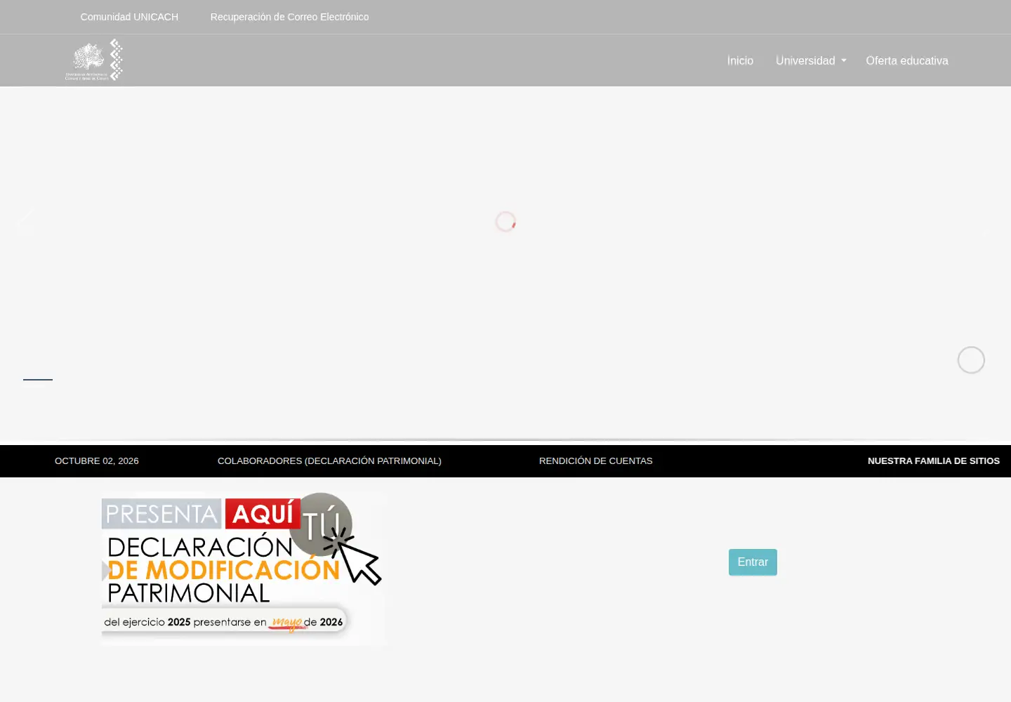 Screenshot of unicach.mx