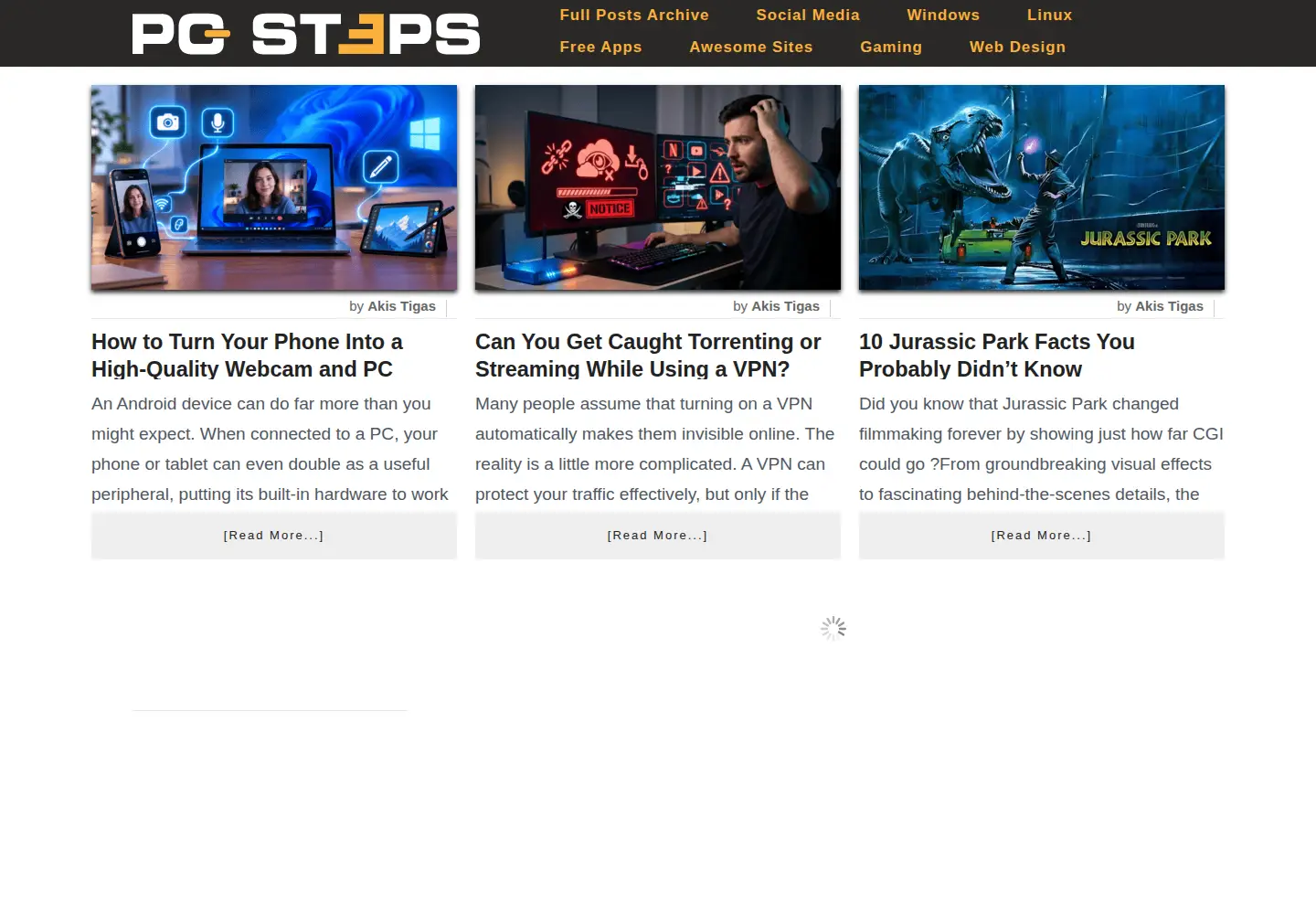 Screenshot of pcsteps.com