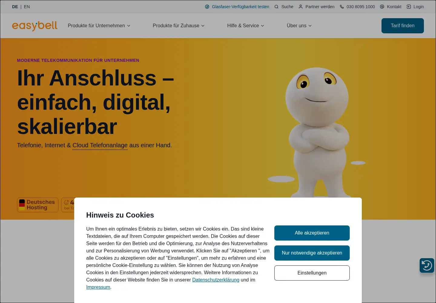 Screenshot of easybell.de