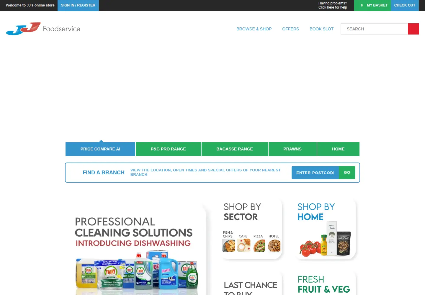 Captured homepage of jjfoodservice.com in the current scan