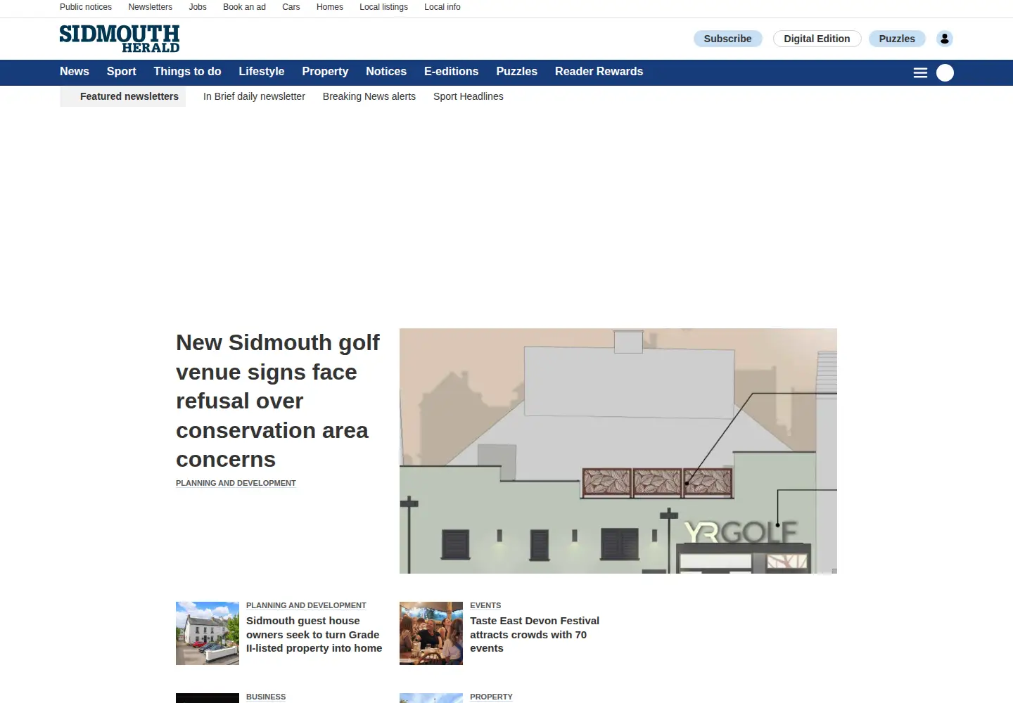 Screenshot of sidmouthherald.co.uk