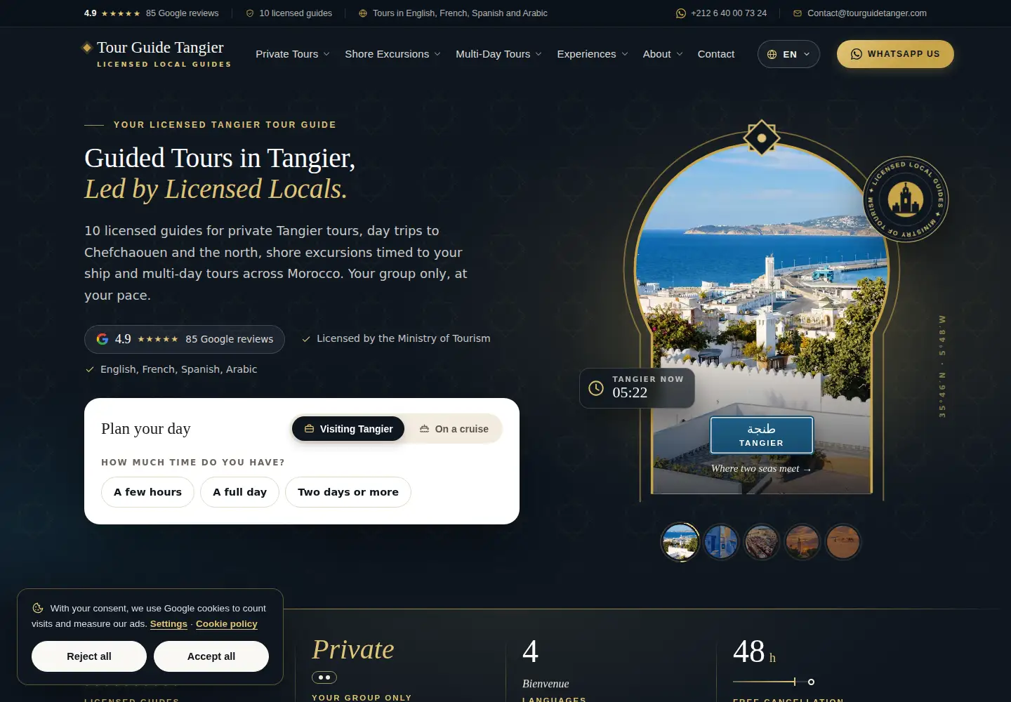 Screenshot of tourguidetanger.com